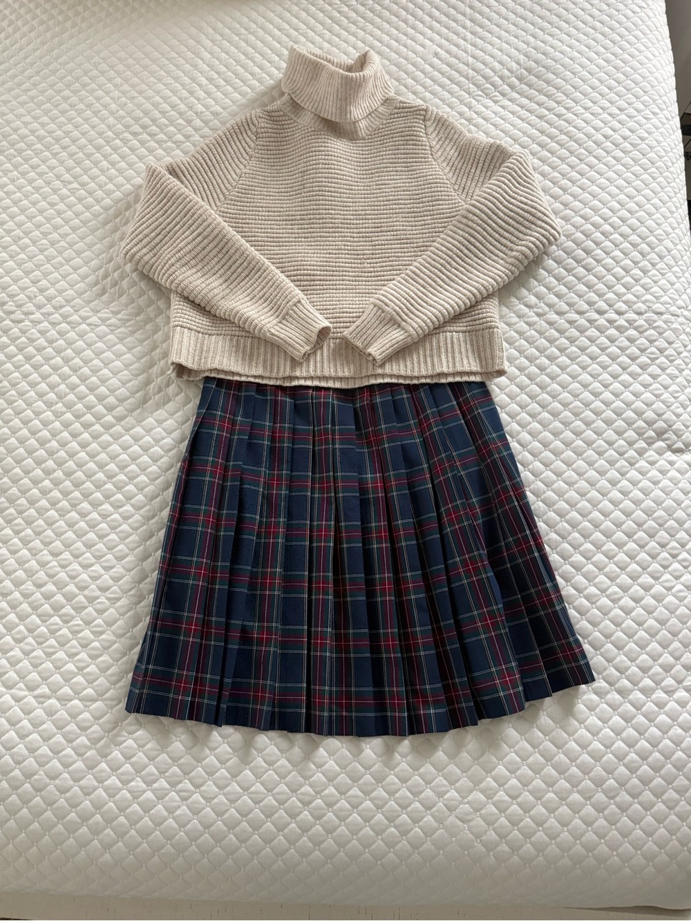 Vintage 62 East Navy Plaid Pleated Skirt -